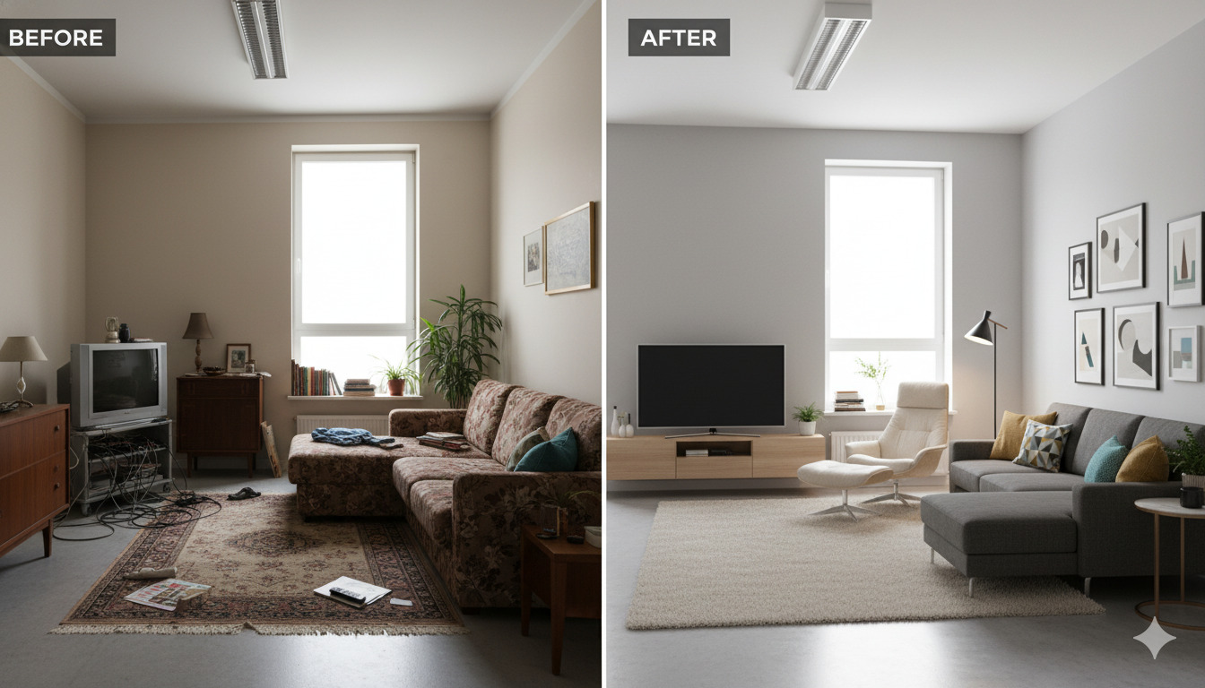 Modern living room transformation